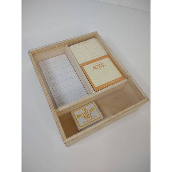 "From the Private Jukebox of" Old School Lending Library Card Kit wooden box - Picture 1 of 12